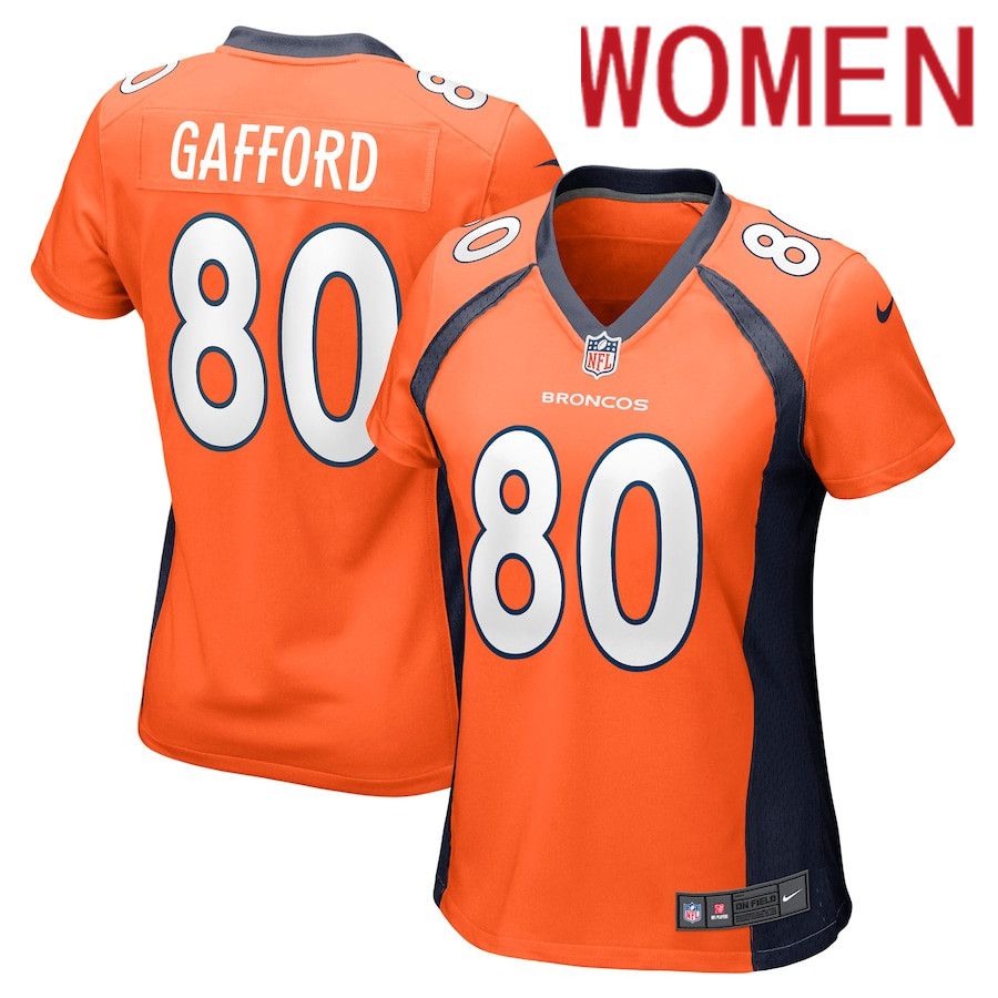 Women Denver Broncos #80 Rico Gafford Nike Orange Game NFL Jersey